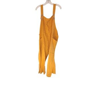 100% Lin Blanc Linen Jumpsuit Women's Yellow Linen Lagenlook Coastal Size 14